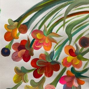 Vibrant Abstract Floral Art Print (handmade)
